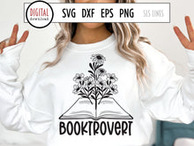Load image into Gallery viewer, Booktrovert SVG, Flowers &amp; Books Cut File, Reading Sublimation, Book Lover