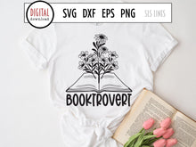 Load image into Gallery viewer, Booktrovert SVG, Flowers &amp; Books Cut File, Reading Sublimation, Book Lover