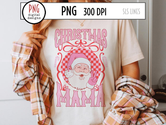 Christmas Mama PNG, Retro Pink Christmas Sublimation