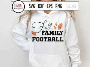 Fall Family Football SVG, Autumn Leaves Cut File, Sports SVG