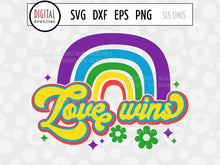 Load image into Gallery viewer, Love Wins LGBTQ SVG  | Pride Day Rainbow Cut File by SLS Lines