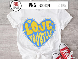Love Yourself PNG, Positive Mental Health Retro Sublimation