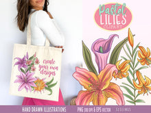 Load image into Gallery viewer, Lily Flowers Clipart - Pastel Lilies Graphics Set by SLS Lines