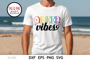 Queer Vibes LGBTQ SVG  | Pride Day Rainbow Cut File by SLS Lines