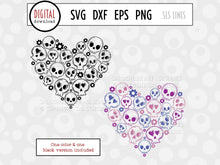 Load image into Gallery viewer, Skull Heart SVG, Cute Retro Cut File by SLS Lines