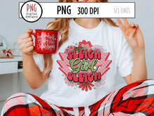 Load image into Gallery viewer, Sleigh Girl Sleigh PNG, Christmas Florals Sublimation with Lightning Bolts