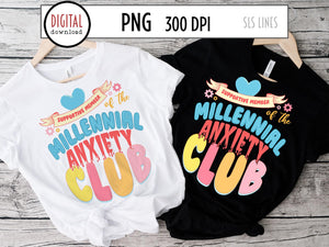 Millennial Anxiety Club Png, Funny Mental Health, Retro Sublimation by SLS Lines