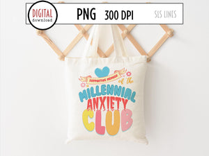 Millennial Anxiety Club Png, Funny Mental Health, Retro Sublimation by SLS Lines