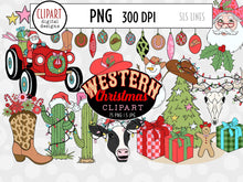 Load image into Gallery viewer, Western Christmas Clipart Bundle - Cowboy Santa PNG by SLS Lines