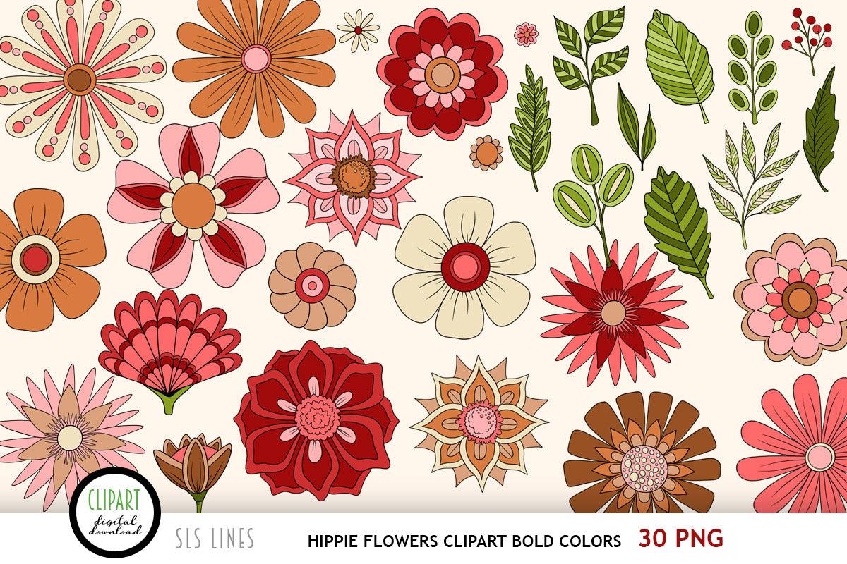 Free: Groovy Flowers Clip Art - Hippie Flower Png 