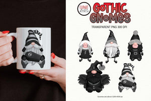 Gothic Gnomes Sublimation | Darkly Goth Gnome Set PNG - SLSLines