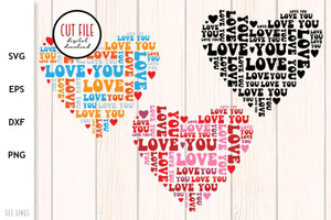 Retro Heart SVG - Love You Cut File for Valentine's Day - SLSLines
