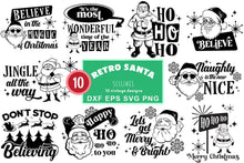Load image into Gallery viewer, Retro Santa Claus Christmas SVG Bundle - 10 Fun Vintage Designs - SLSLines