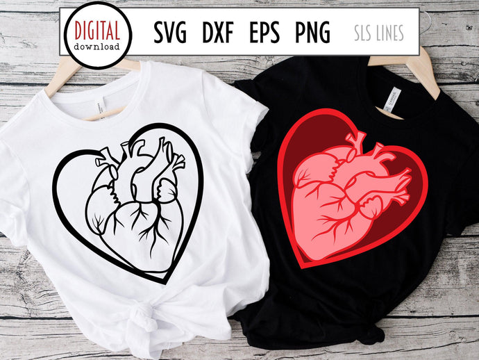 Anatomical Hearts SVG and PNG, Dark Valentine Cut File, Love PNG