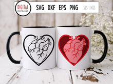 Load image into Gallery viewer, Anatomical Hearts SVG and PNG, Dark Valentine Cut File, Love PNG