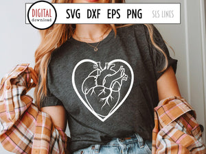 Anatomical Hearts SVG and PNG, Dark Valentine Cut File, Love PNG