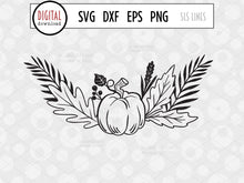 Load image into Gallery viewer, Fall Floral &amp; Pumpkin SVG, Autumn Cut File