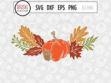 Load image into Gallery viewer, Fall Pumpkin Floral SVG, Autumn Cut File