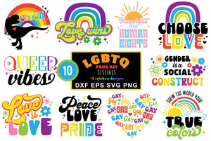 LGBTQ SVG Bundle | Pride Day Rainbow Cut File Designs