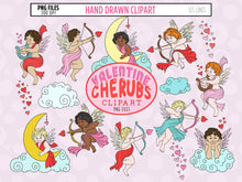 Load image into Gallery viewer, Cherub Clipart, Cute Angel PNGs for Valentine&#39;s Day by SLS Lines