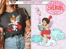 Load image into Gallery viewer, Cherub Clipart, Cute Angel PNGs for Valentine&#39;s Day by SLS Lines
