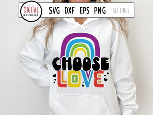 Choose Love LGBTQ SVG  | Pride Day Rainbow Cut File by SLS Lines