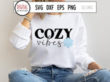 Load image into Gallery viewer, Cozy Vibes SVG with Snowflake Cut File