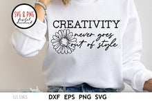 Load image into Gallery viewer, Creativity Never Goes Out of Style SVG, Crafting Cut File, Arts &amp; Crafts SVG, Being Creative