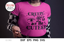 Load image into Gallery viewer, Goth Girl SVG - Creepy Girls are the Cutest Cut File Design by SLS Lines