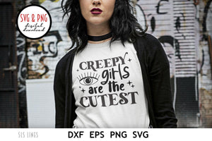 Goth Girl SVG - Creepy Girls are the Cutest Cut File Design by SLS Lines