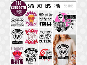 Cute Goth SVG Bundle | Creepy Girl Cut File Designs