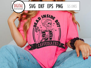 Dead Inside but Caffeinated - Skeleton & Coffee SVG by SLS Lines