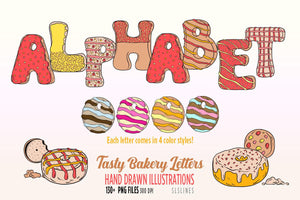 Alphabet Clipart Letters - Bakery, Cookies & Donut Letters by SLSLines