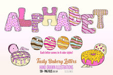 Load image into Gallery viewer, Alphabet Clipart Letters - Bakery, Cookies &amp; Donut Letters by SLSLines