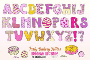 Alphabet Clipart Letters - Bakery, Cookies & Donut Letters by SLSLines