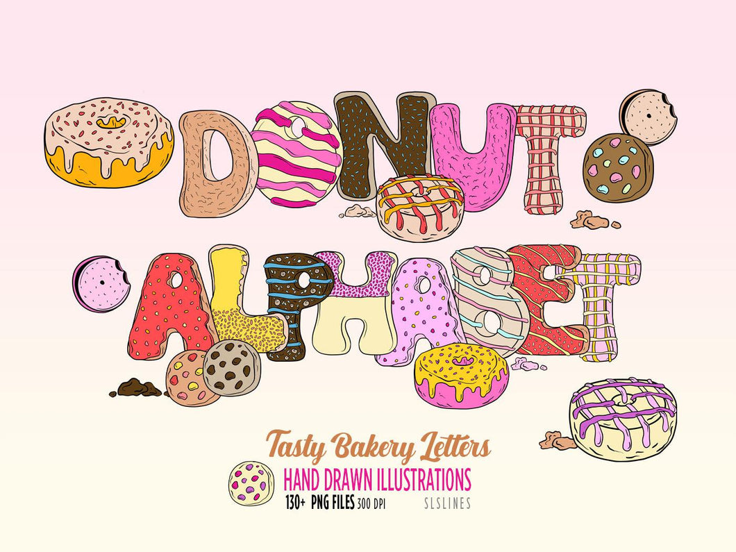 Alphabet Clipart Letters - Baker, Cookies & Donut Letters by SLSLines