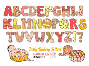 Alphabet Food Letters - Cookies & Donuts Clipart by SLS Lines