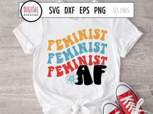 Load image into Gallery viewer, Feminist AF SVG, Retro Feminism Cut File by SLS Lines