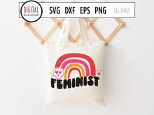 Load image into Gallery viewer, Feminist Rainbow SVG, Retro Feminism Cut File with Cute Skull by SLS Lines