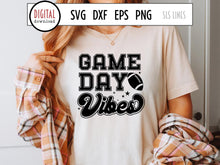 Load image into Gallery viewer, Game Day Vibes SVG, Retro Football Cut File, Girl Football Design