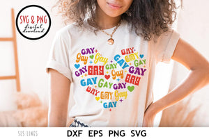 Gay Heart LGBTQ SVG  | Pride Day Rainbow Cut File by SLS Lines