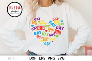 Gay Heart LGBTQ SVG  | Pride Day Rainbow Cut File by SLS Lines