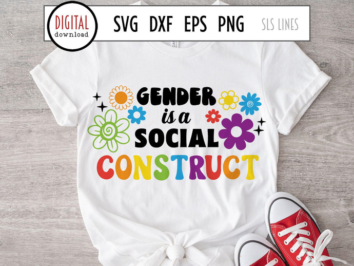 Gender is a Social Construct LGBTQ SVG  | Pride Day Rainbow Cut File by SLS Lines