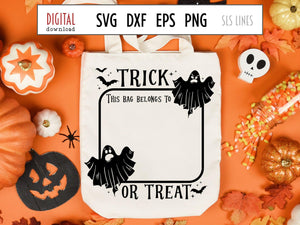Halloween Trick or Treat Bag SVG, Scary Ghosts Cut File with bats