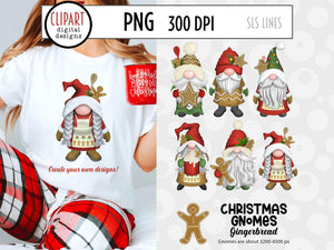 Gingerbread Gnomes Sublimation | Christmas Baking Gnomes Clipart