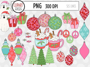 Groovy Santa Claus Clipart - Retro Christmas PNG by SLSLines