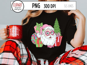 Groovy Santa Claus Clipart - Retro Christmas PNG by SLSLines
