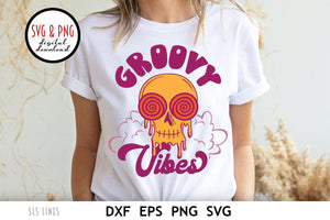 Melting Skull SVG, Groovy Vibes Cut File by SLS Lines