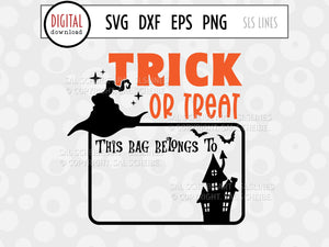 Halloween Trick or Treat Bag SVG, Haunted House Cut File