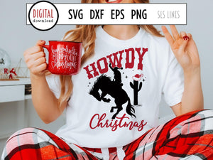 Howdy Christmas SVG, Rodeo Santa Cut File by SLS Lines